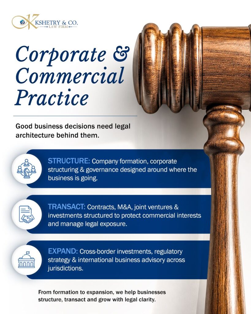 LinkedIn post by Kshetry & Co.: Kshetry & Co. Corporate & Commercial Legal Strategy