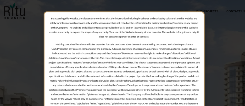 Ritu Housing website screenshot