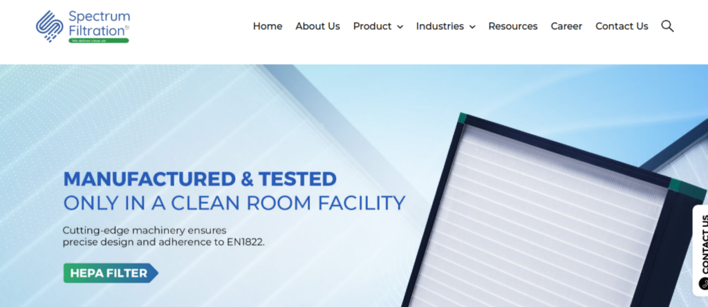Spectrum Filtration website screenshot